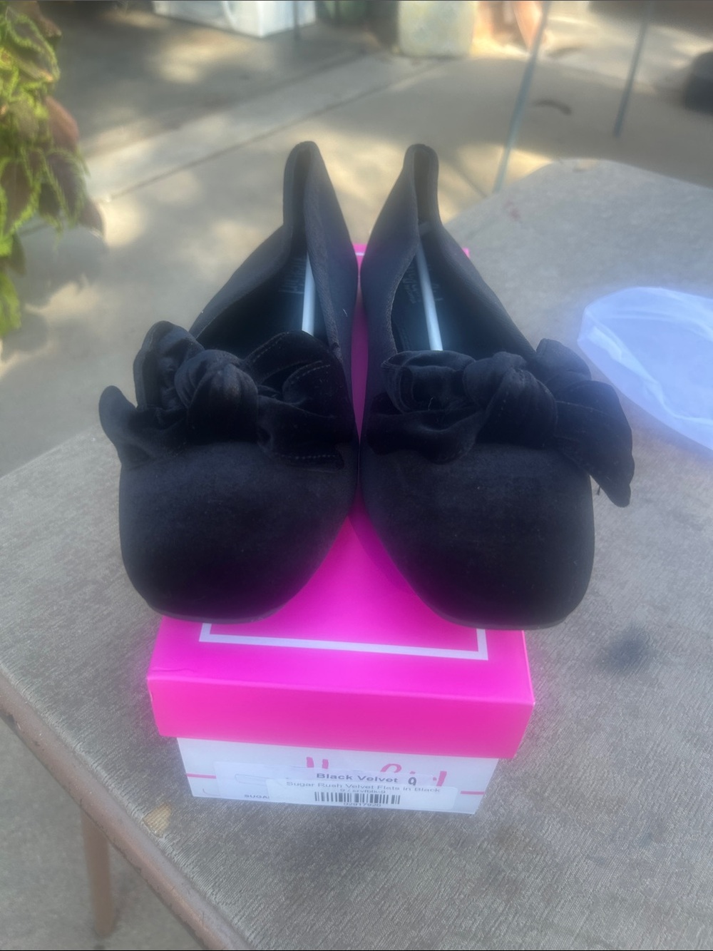 Corkys Black Velvet Bow Flats